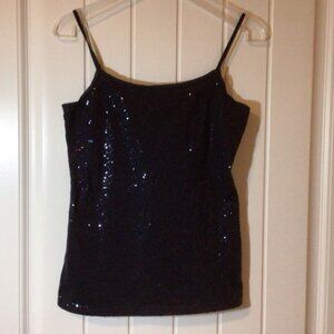 Women's Ann Taylor Factory navy blue sequined front cami, Size S
